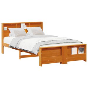 vidaXL Estrutura da Cama com prateleira Marrom Cera 120 x 200 cm