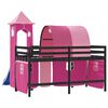 vidaXL Cama alta para criança com torre 80x200 cm pinho maciço rosa