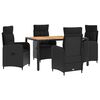 vidaXL Conjunto de Jantar para Exterior 5 unid. Preto