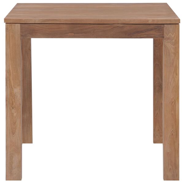 vidaXL Mesa de jantar teca maci&ccedil;a com acabamento natural 82x80x76 cm