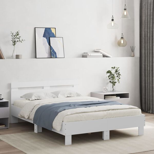 vidaXL Estrutura cama c/ cabeceira 120x190 cm derivados madeira branco