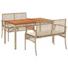 vidaXL 3 pcs conjunto de jantar p/ jardim com almofad&otilde;es vime PE bege