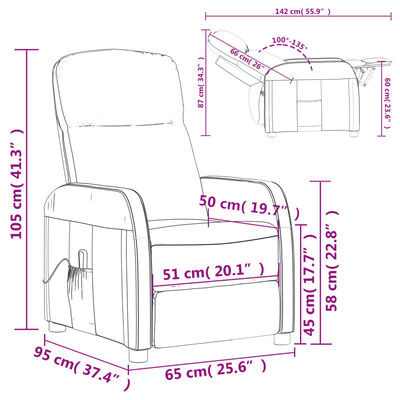 vidaXL Cadeira de massagens couro artificial branco nata
