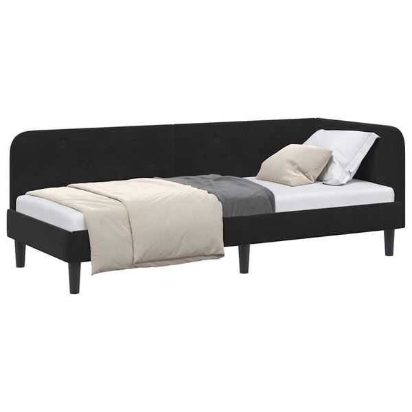 vidaXL Estrutura de Cama de Canto Preto 80 x 200 cm Veludo