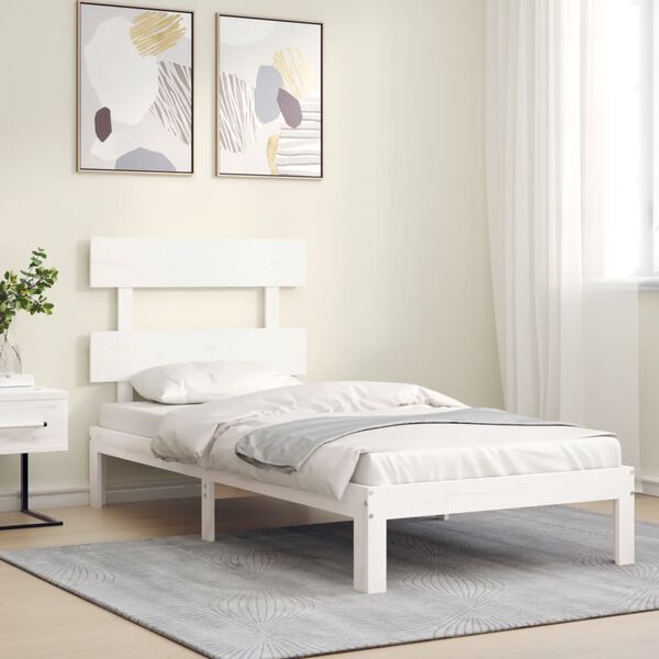 vidaXL Cama sem colch&atilde;o 100x200 cm madeira de pinho maci&ccedil;a branco