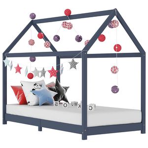 vidaXL Estrutura de cama para crian&ccedil;as 90x200 cm pinho maci&ccedil;o cinzento