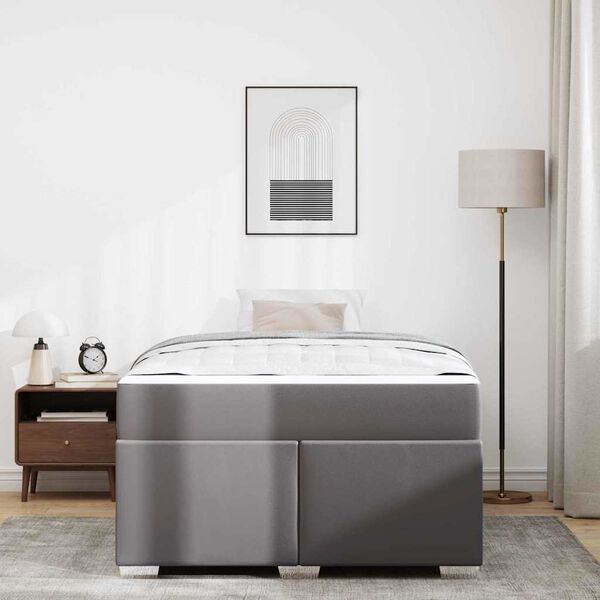 vidaXL Estrutura da Cama com colch&atilde;o Cinzeto 120 x 190 cm tecido