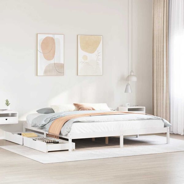 vidaXL Cama sem colch&atilde;o 180x200 cm madeira de pinho maci&ccedil;a branco