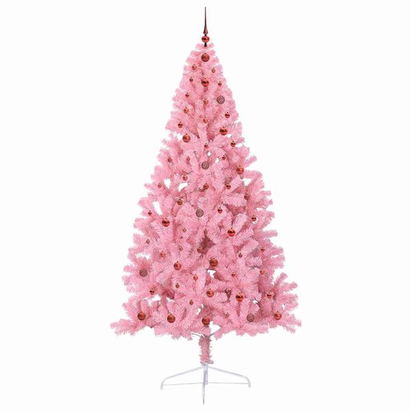 vidaXL &Aacute;rvore de Natal Artificial Pr&eacute;-iluminada Rosa 240 cm PVC
