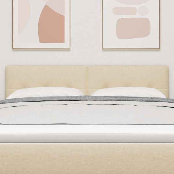 vidaXL Cabeceira LED com luzes de tira LED Creme 144 cm Poli&eacute;ster