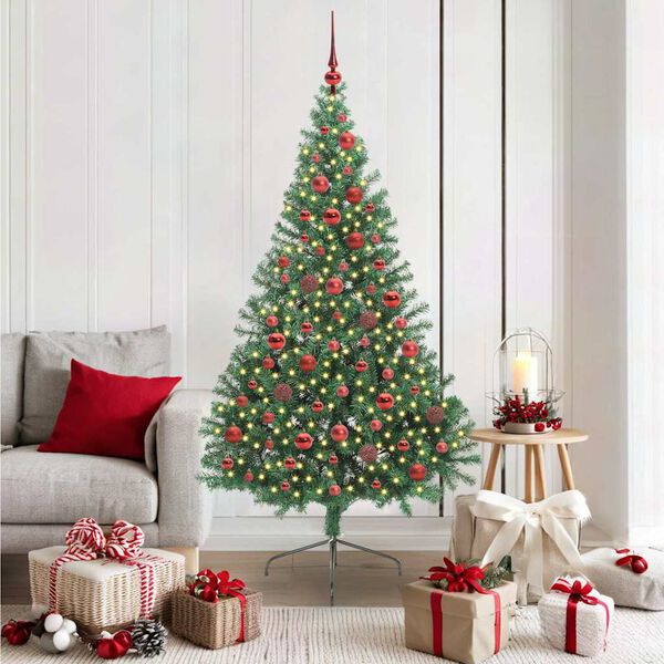 vidaXL &Aacute;rvore de Natal Artificial Pr&eacute;-iluminada Verde 180 cm PVC