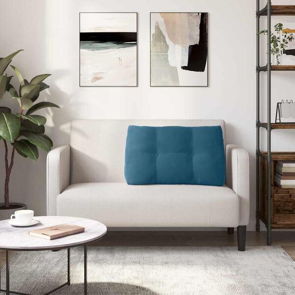 vidaXL Travesseiro para Costas Azul 80 x 24 x 50 cm Veludo