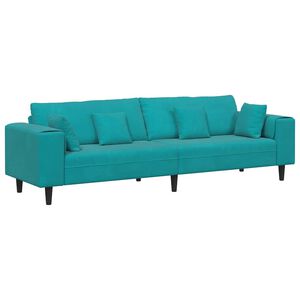 vidaXL Sof&aacute; com almofada Turquesa 250 x 77 x 76 cm Veludo