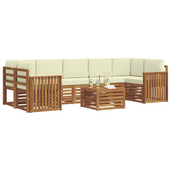 vidaXL Conjunto de Sof&aacute;s para Exterior 8 pcs Natural e Creme