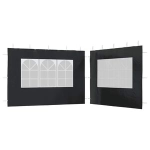 vidaXL Parede lateral com janela p/ tenda de festas 2 pcs PE antracite
