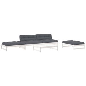 vidaXL 6pcs conjunto lounge jardim c/ almofad&otilde;es madeira maci&ccedil;a branco