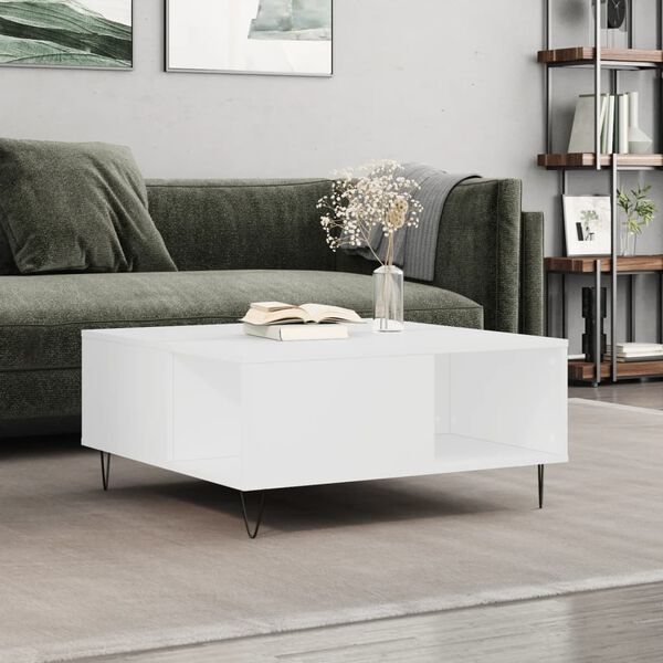 vidaXL Mesa de centro 80x80x36,5 cm derivados de madeira branco