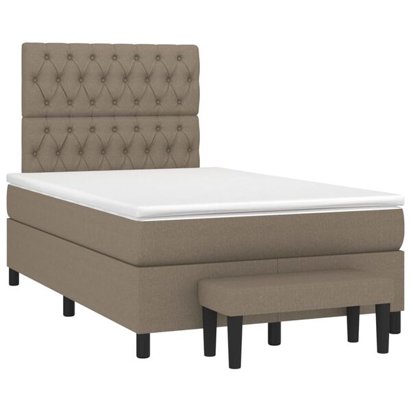 vidaXL Cama boxspring c/ colch&atilde;o 120x190cm tecido castanho-acinzentado