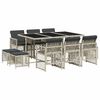 vidaXL 11 pcs conjunto jantar p/ jardim c/ almofad&otilde;es vime PE cinzento