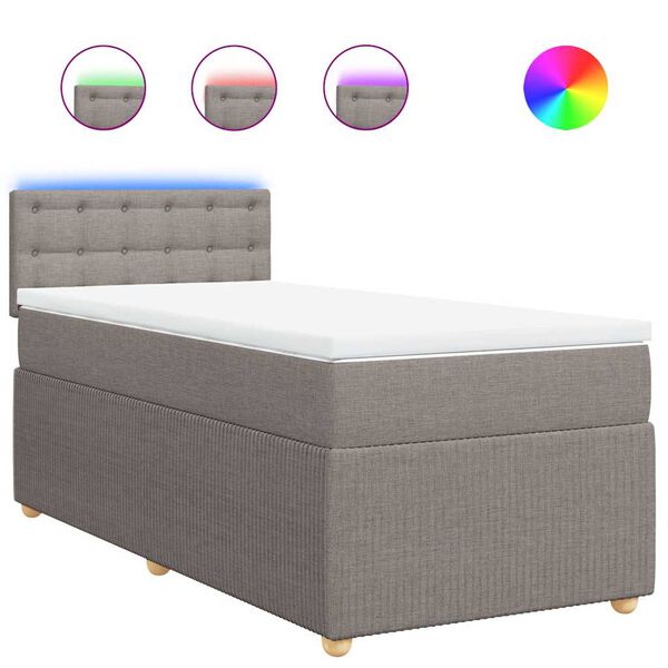 vidaXL Cama com molas/colch&atilde;o 90x190 cm tecido castanho-acinzentado