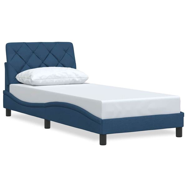 vidaXL Estrutura de cama sem colch&atilde;o 90x190 cm tecido azul