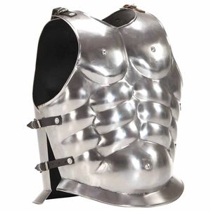 vidaXL Coura&ccedil;a de soldado romano r&eacute;plica LARP a&ccedil;o prateado