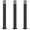 vidaXL Candeeiro ch&atilde;o p/ exterior c/ tomada 3 pcs 110cm alum&iacute;nio preto