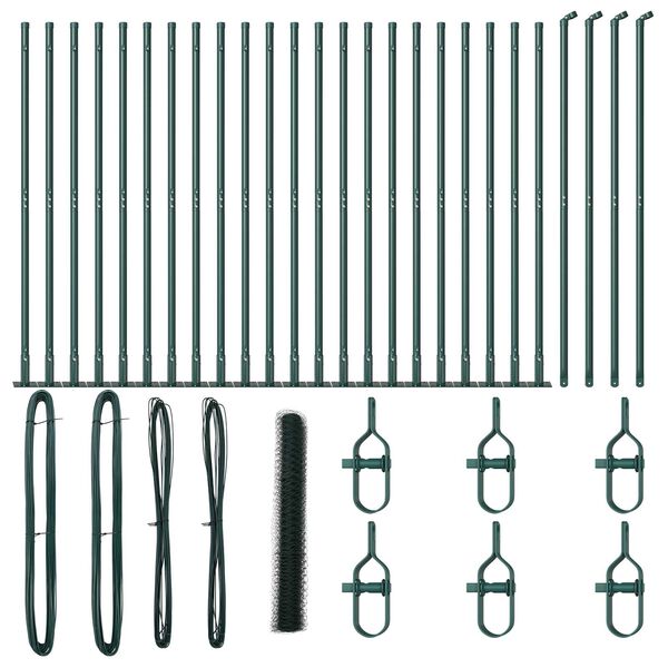 vidaXL Poste de Cerca Verde 50 x 1,2 m (malha de 36 mm) A&ccedil;o e PVC