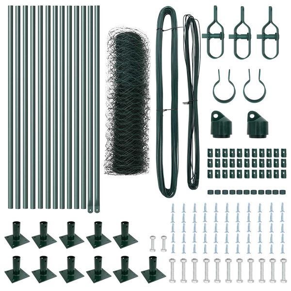vidaXL Cerca com Postes Verde 0.4 x 25 m A&ccedil;o revestido de PVC