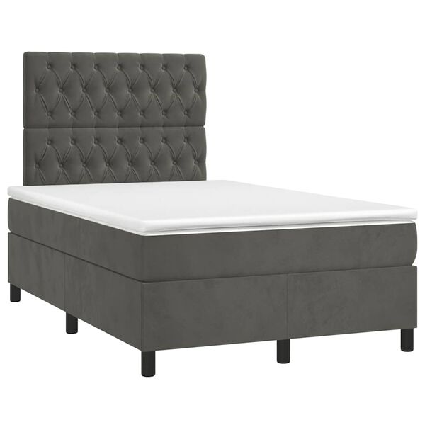 vidaXL Cama boxspring com colch&atilde;o 120x190 cm veludo cinzento-escuro