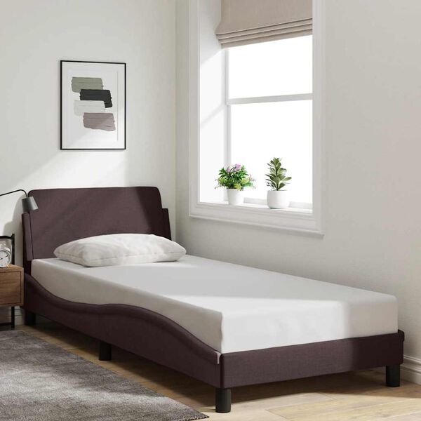 vidaXL Estrutura de cama Dover 80x200 cm tecido castanho-escuro