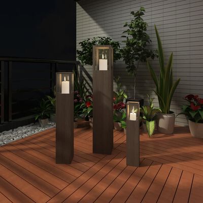 Conjunto de suportes altos de madeira de jardim de velas