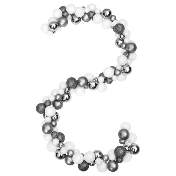 vidaXL Grinalda de Natal com bolas 175 cm poliestireno branco e cinza