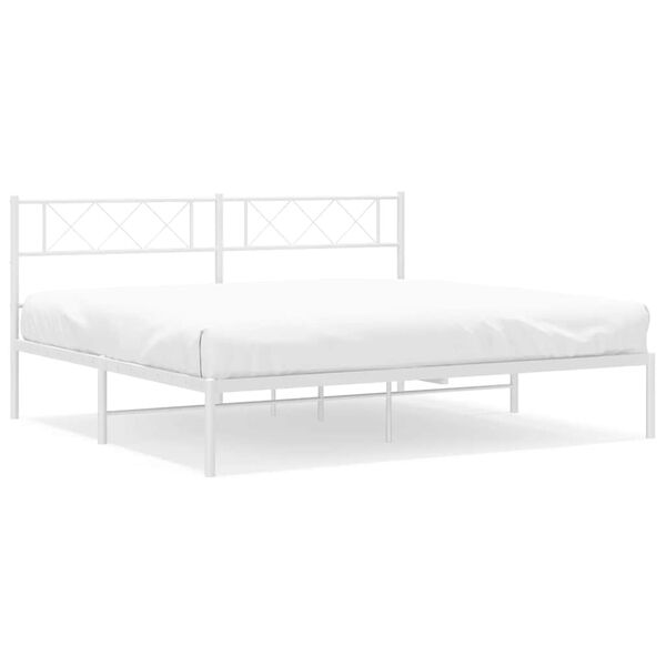 vidaXL Estrutura de cama com cabeceira 183x213 cm metal branco