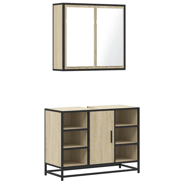 vidaXL 2 pcs conj. móveis casa banho derivados madeira carvalho sonoma