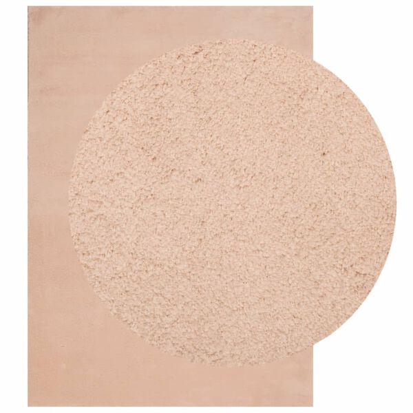 vidaXL Tapete pelo curto macio e lav&aacute;vel HUARTE 200x280 cm rosa-p&aacute;lido