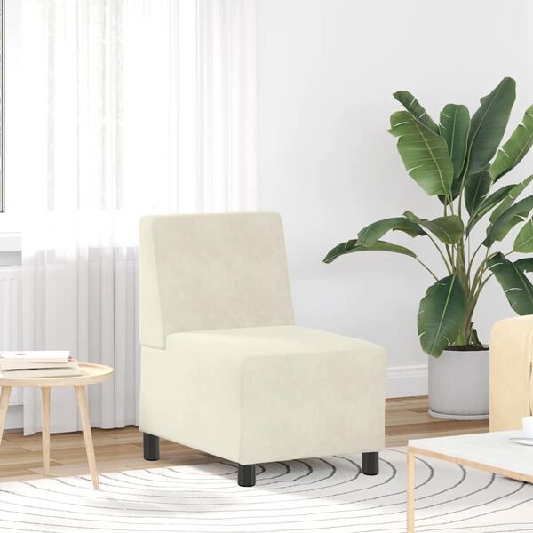 vidaXL Poltrona sem bra&ccedil;os 55 cm veludo cor creme