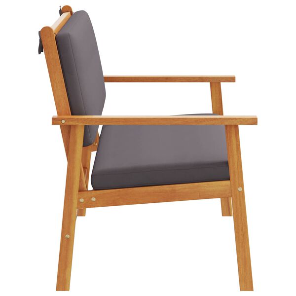 vidaXL Banco de jardim com almofada Antracite Madeira S&oacute;lida de Ac&aacute;cia