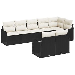 vidaXL Conjunto de Sof&aacute; de Jardim 8 pcs Preto e Branco vime PE