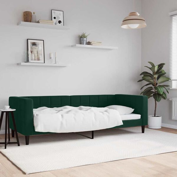 vidaXL Sof&aacute;-cama 80x200 cm veludo verde-escuro