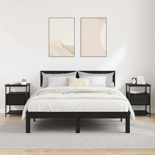 vidaXL Arm&aacute;rio de Cabeceira 2 pcs Carvalho Preto 40 x 42 x 56 cm