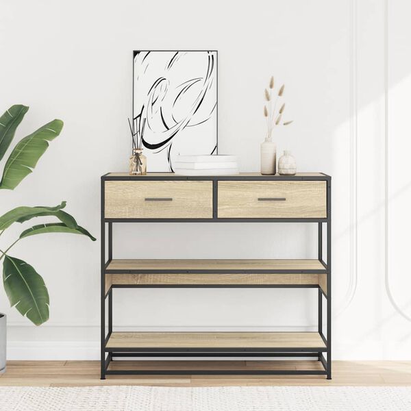 vidaXL Mesa consola 90x35x80 cm derivados de madeira carvalho sonoma