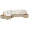 vidaXL Conjunto de Sof&aacute; de Jardim com almofada 7 pcs Bege vime PE