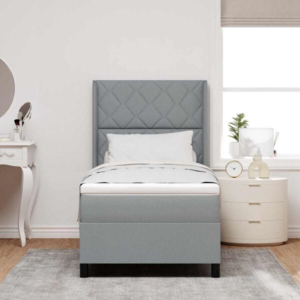 vidaXL Cama Box com colch&atilde;o Cinzento-claro 100 x 200 cm tecido