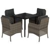 vidaXL 5 pcs conjunto de jantar p/ jardim c/ almofad&otilde;es vime PE cinza