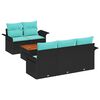 vidaXL Conjunto de Sof&aacute; de Jardim 6 pcs Preto e Turquesa vime PE