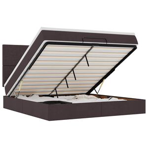 vidaXL Estrutura de cama otomana com colch&atilde;o 180x200cm castanho escuro