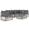 vidaXL 6 pcs conjunto lounge de jardim c/ almofad&otilde;es vime PE antracite