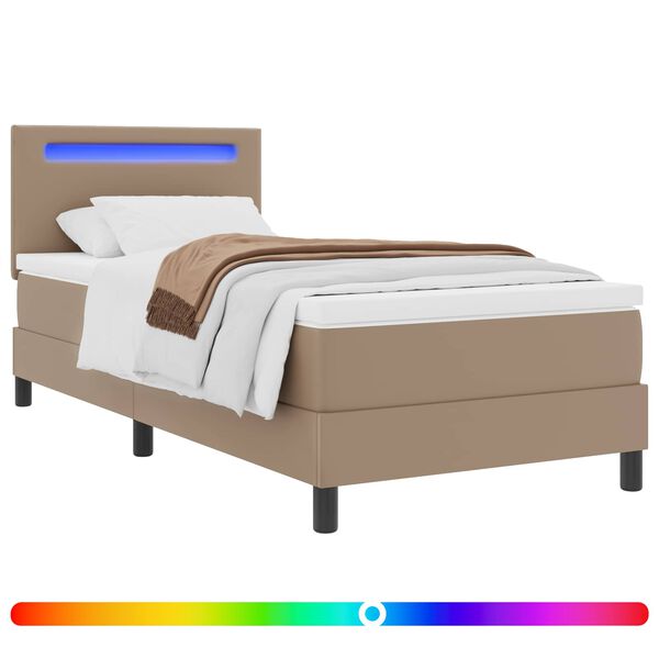 vidaXL Cama Box com colch&atilde;o Cappuccino 100 x 200 cm Couro sint&eacute;tico