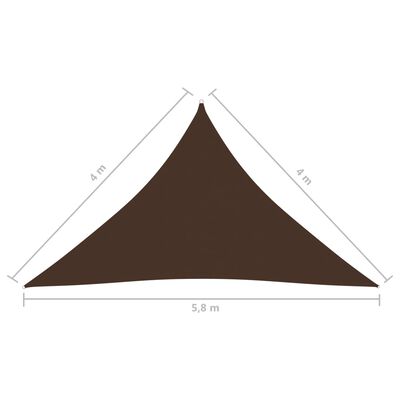 vidaXL Para-sol estilo vela tecido oxford triangular 4x4x5,8m castanho
